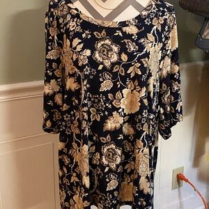 Floral Black and Gold Blouse